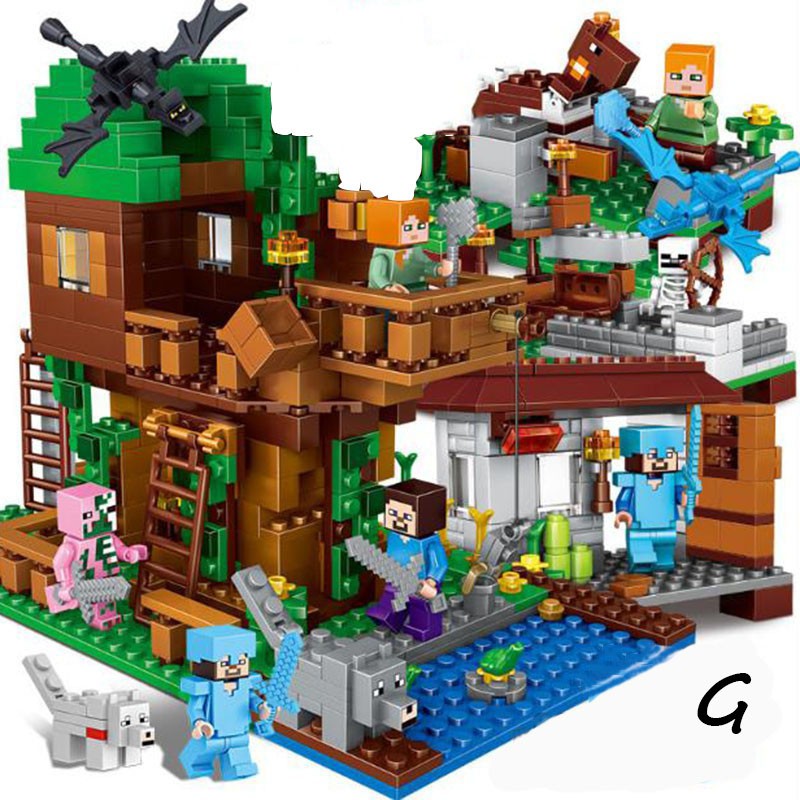 Minecraft series tree house village compatible lego for kids blockshot ...