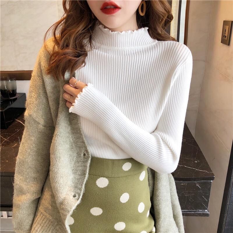 Korean White Turtleneck Outfit Clothes Plain Aesthetic Winter