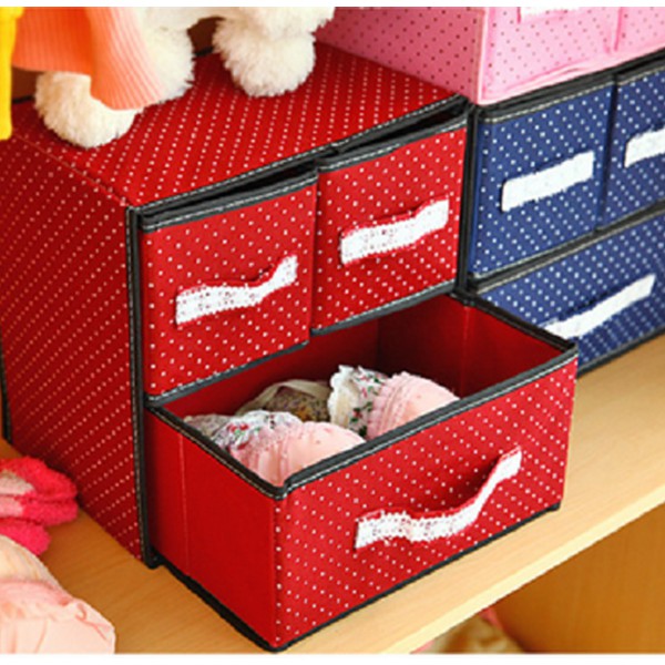 Personal storage box with 2 floors and 3 compartments with colorful ...