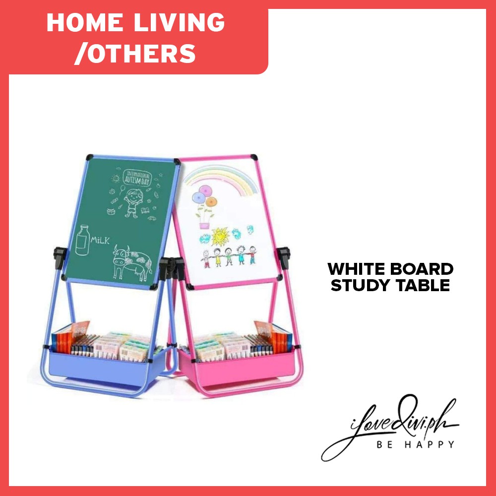 ilovedivi Whiteboard Blackboard Study table with Double sided Stand for ...