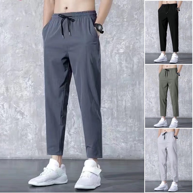 Cheap M-5XL Summer Korean Style Fashion All-match Loose Straight Casual  Long Pants for Men Men's Fashion Casual Trousers Slim Fitting Sweatpants
