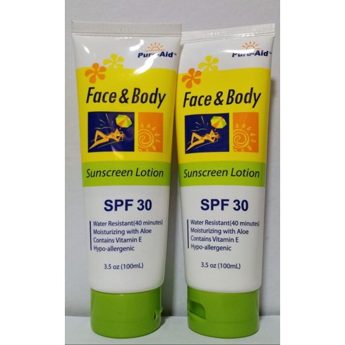 PureAid Face and Body Sunscreen lotion SPF 30 100ml Shopee Philippines