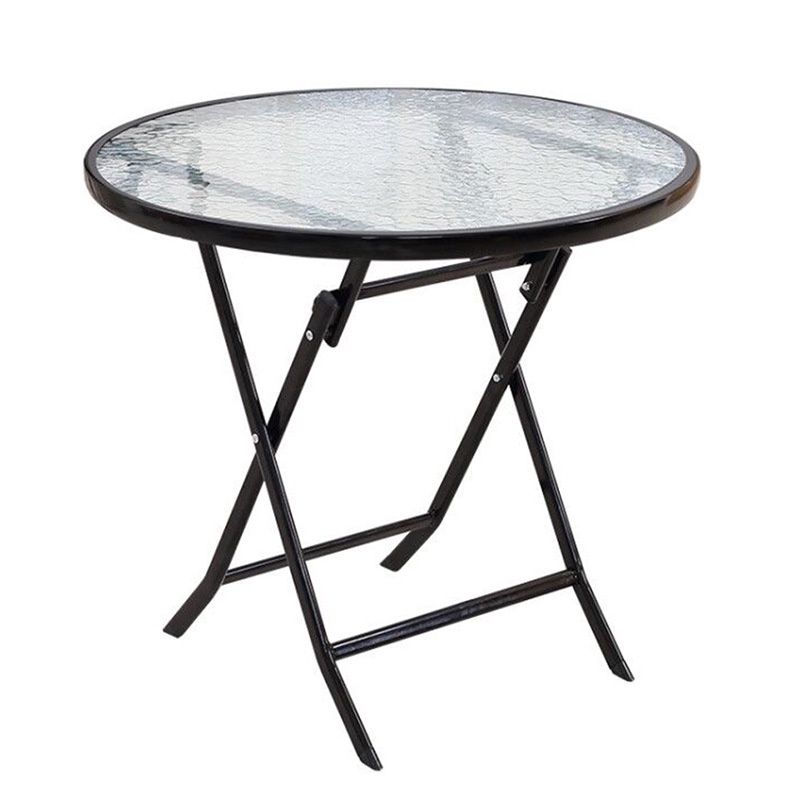 Sanxun Outdoor Folding Table Glass Coffee Round Square Garden Dining