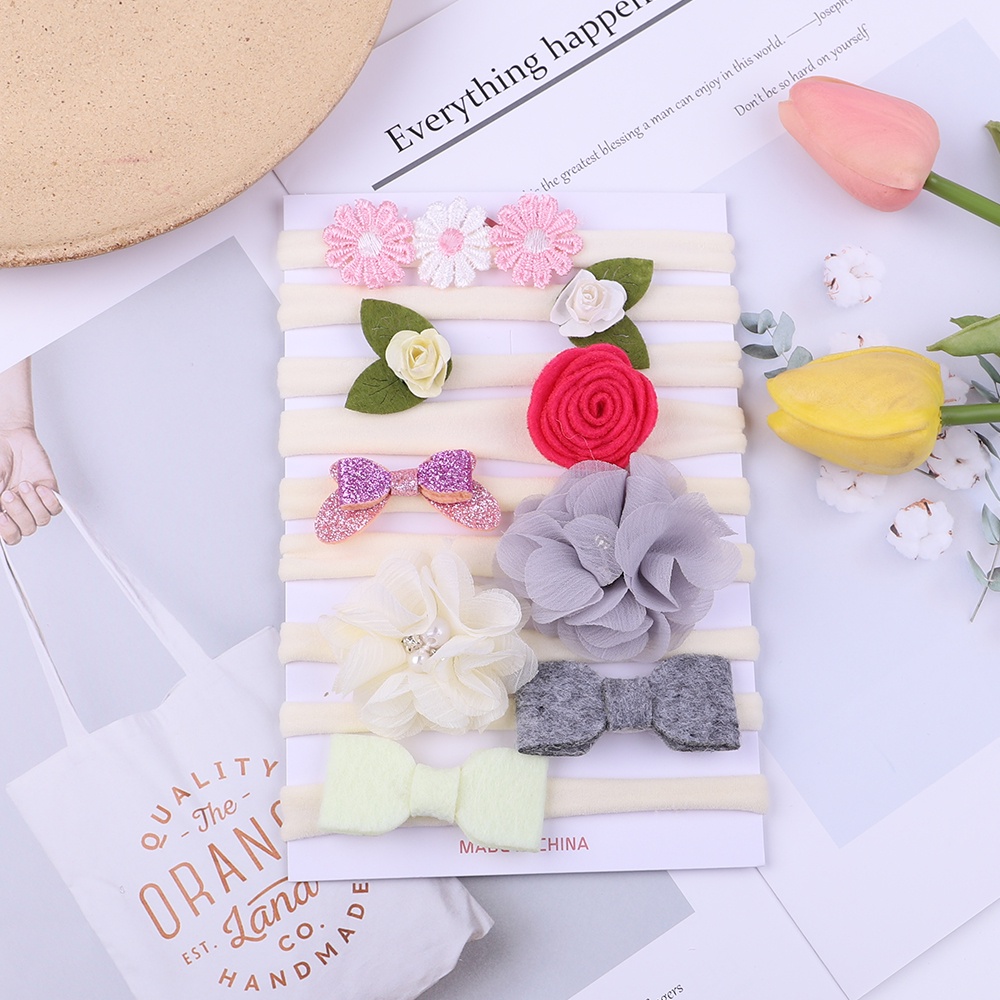 KIDSBOWS 9 Pcs/Set Flower Bow Headband Baby Girl Hair Accessories