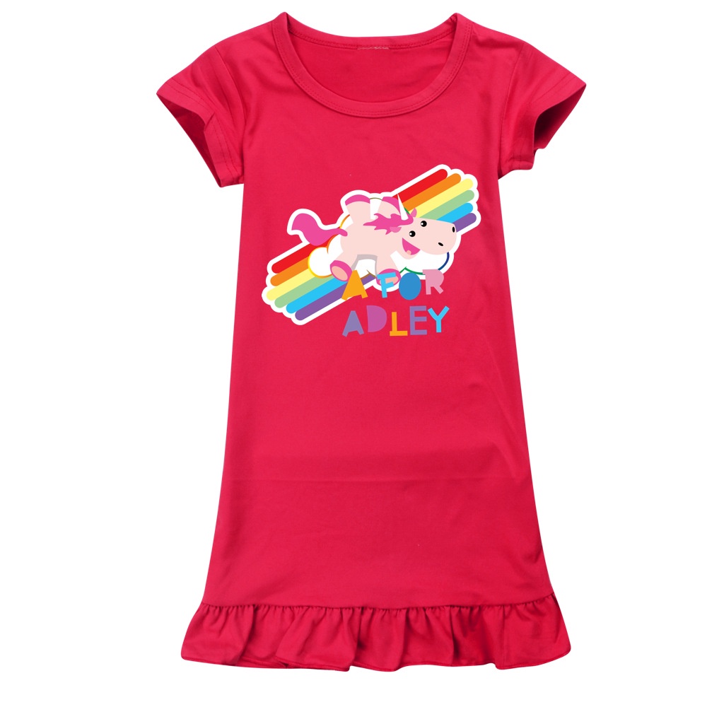 A FOR ADLEY Cartoon Print Children's Pajamas Girls Baby Short Sleeve
