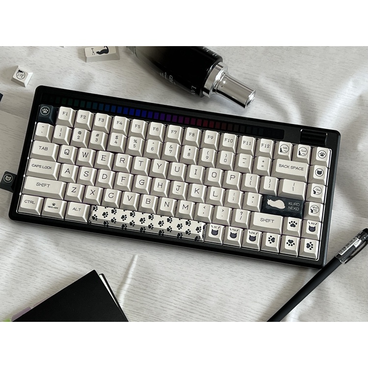 142 Keys Black Cat Kuroneko Keycaps Cherry Profile PBT Dye Sublimation ...