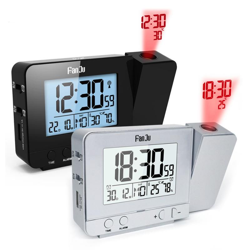 Digital Projection Alarm Clock USB Charger Desk Table Led Clock With
