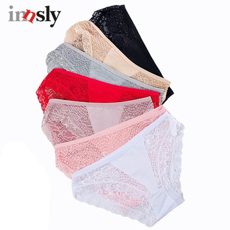 Innsly Brief Women Sexy Lace Panties Cotton Hollow Out Underwear