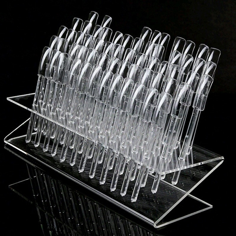 64 Tips Pop Sticks+1Pc Display Stand Nail Art Clear Tips Showing Shelf ...