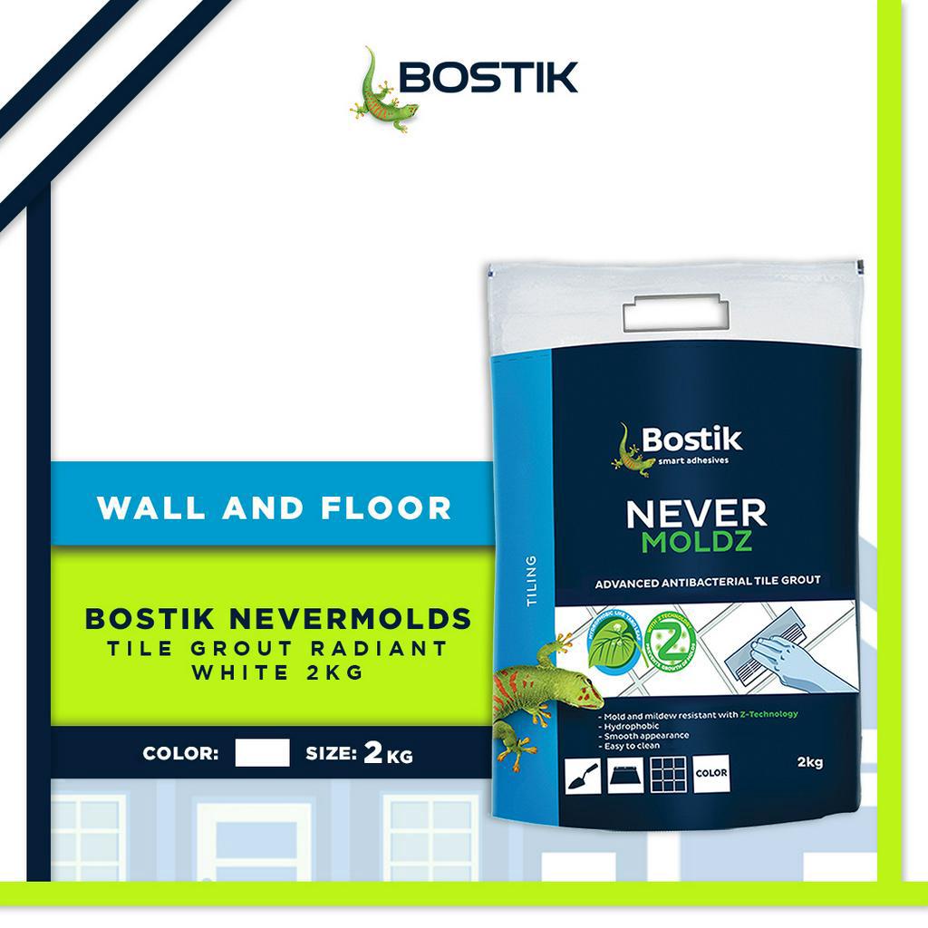 Bostik Nevermoldz Advanced Antibacterial Tile Grout 2kg Radiant White