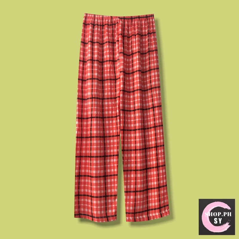 Adult Checkered Sleepwear Pajama Pants Cotton Spandex Plaid