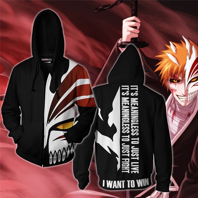 BLEACH Zipper Hoodie Anime Coat 3D Print Jacket