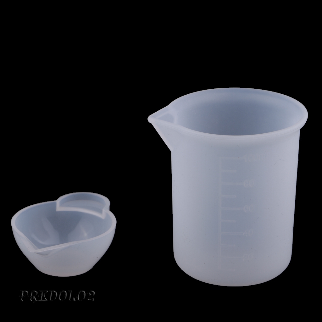 2 Pieces Clear Silicone Epoxy Resin Mixing Cups And 100ml Measuring Cup Diy Resin Glue Tools For 4383