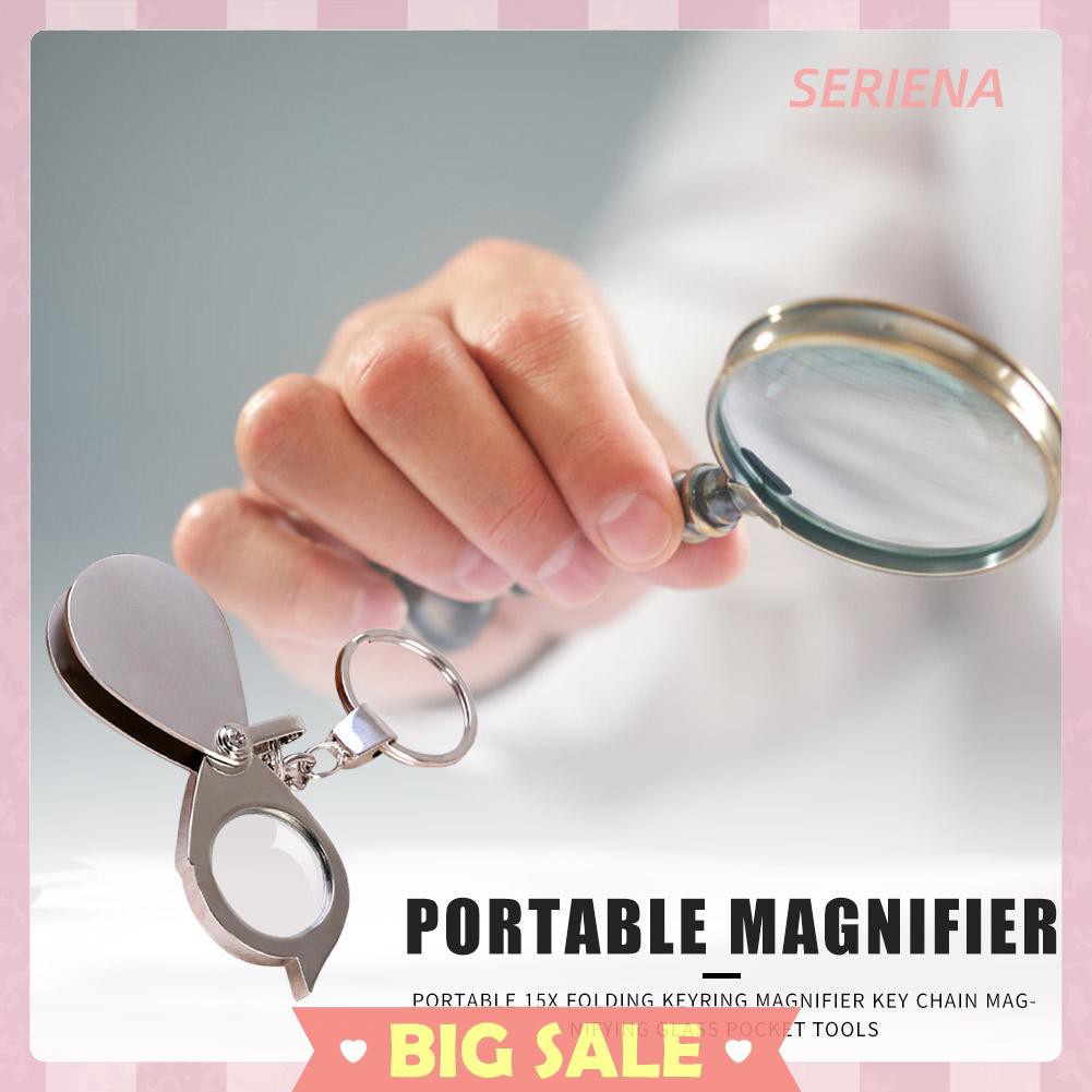 LYZ Portable 15X Folding Key Ring Magnifier Key Chain Magnifying Glass ...