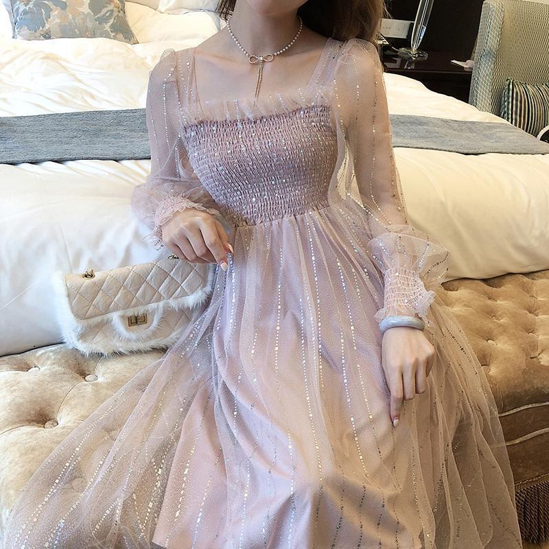 Long slim draped gauze skirt super fairy fairy pleated skirt