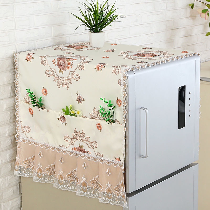 Double door refrigerator cover dust cover washing machine dust cloth  protective cover lace single door refrigerator cover towel