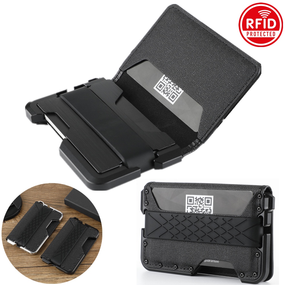 RFID Metal EDC Wallet with Leather Cover Ridge US Popular Money Clip