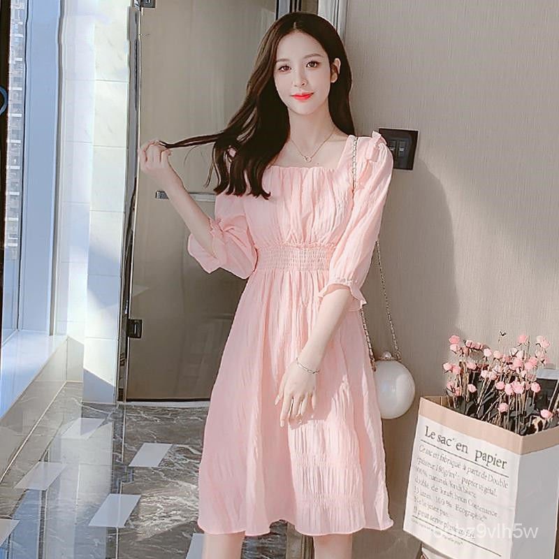 Pink discount dress korean