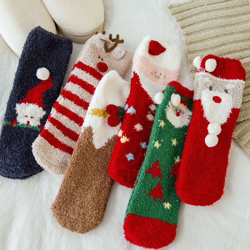KAFU D644 Christmas socks women's winter mid-tube socks pure cotton ...