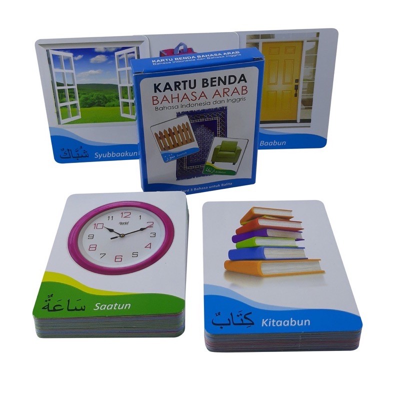Falshcard 3 Language Object Cards (Arabic, English, Indonesian ...