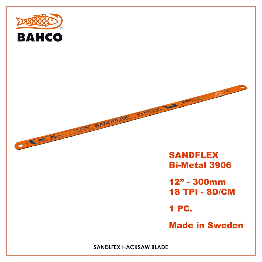 Bahco Sandflex BiMetal Hacksaw Blade 18 TPI / 24 TPI 12" 300MM