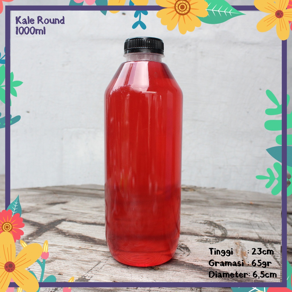 Round KALE PLASTIC BOTTLE 1000ML 1 LITER 70GR BEVERAGE PACKAGING COFFEE ...