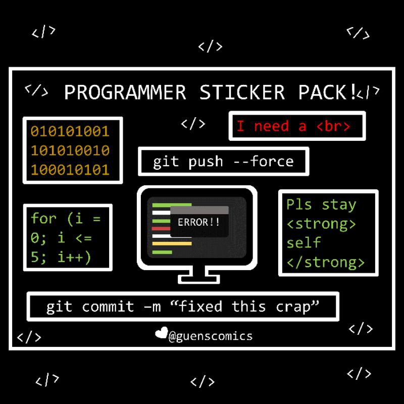 Programmer/Coding/Computer Science Sticker Pack (Waterproof and Glitter ...