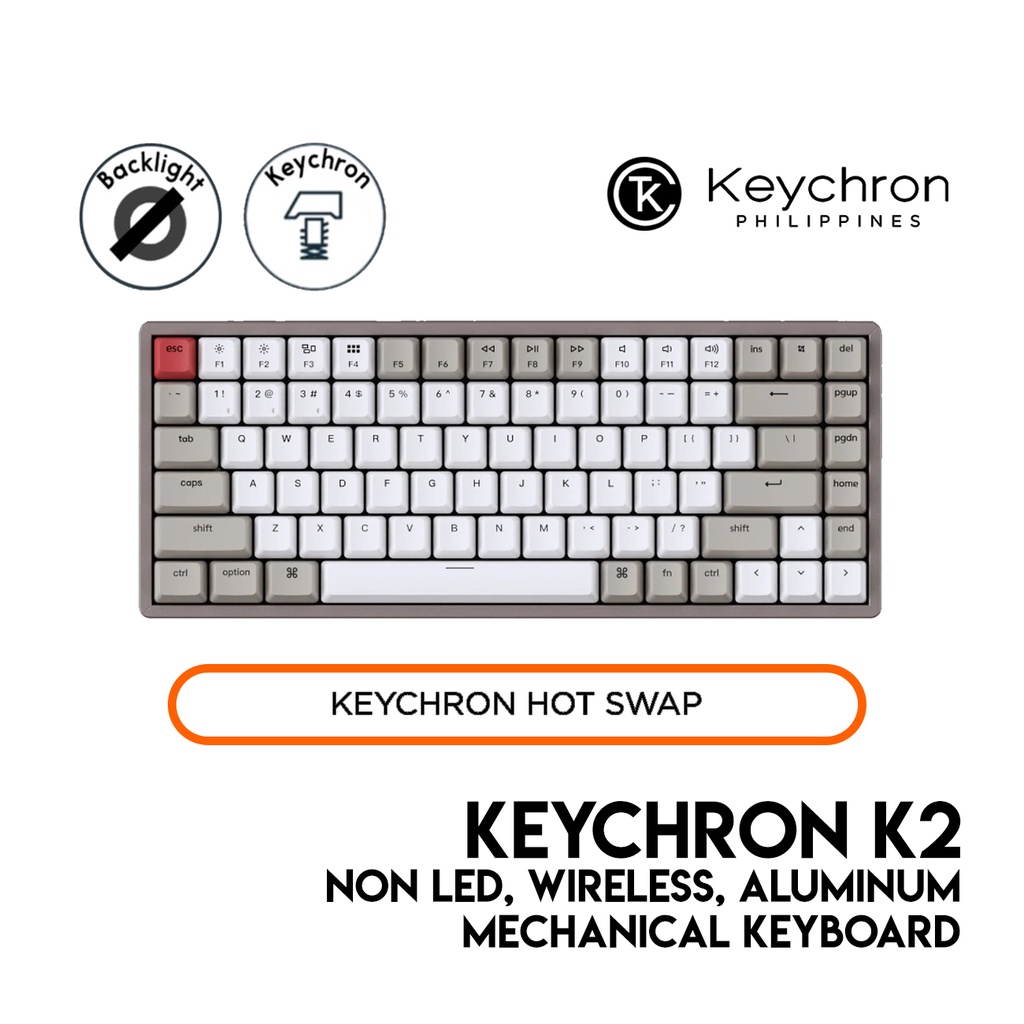 Keychron K2 Wireless Mechanical Keyboard (75% Layout, Wired