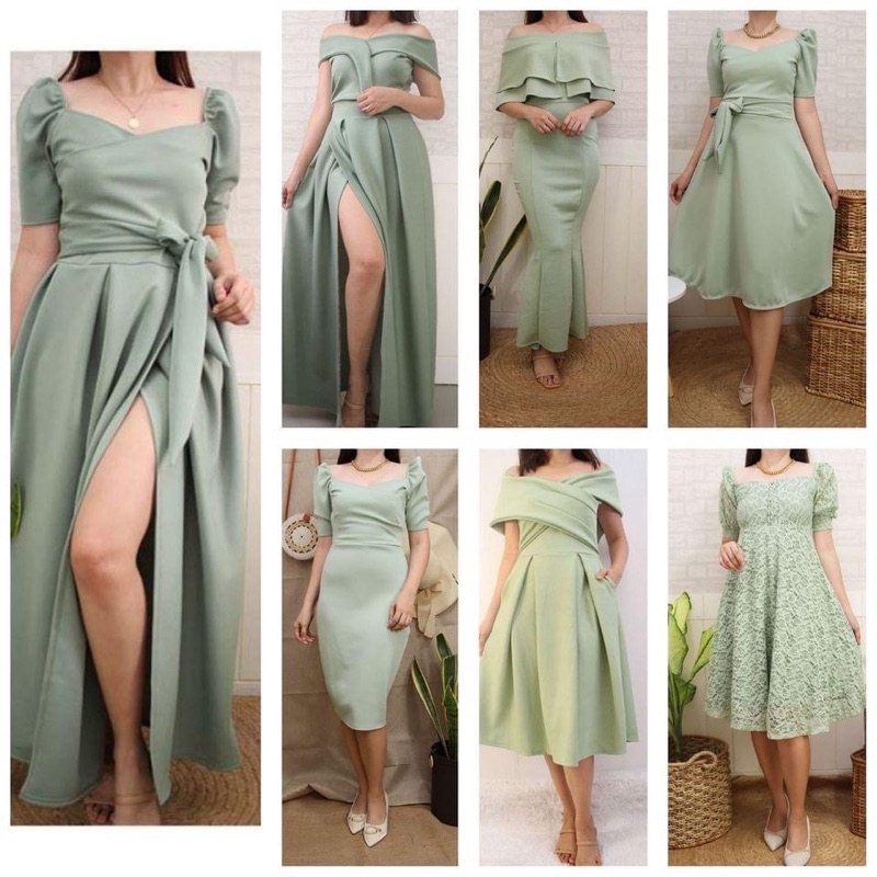 Green semi best sale formal dress