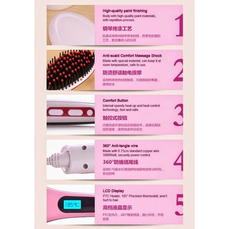 Straightener Iron Hair Comb Hair Straighter Electric Hair Brush Hair ...