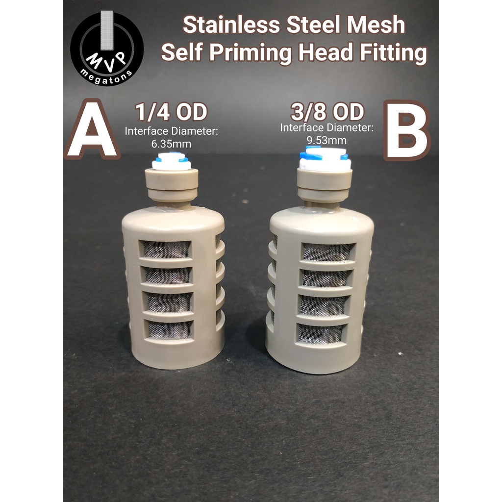 Self Priming Suction Head Fitting Stainless Steel Mesh 1/4