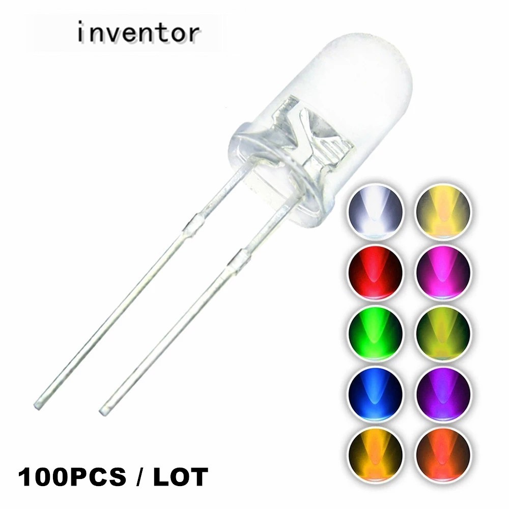 100pcs 5mm LED Light Emitting Diode Kit Warm white Red Blue Green UV ...