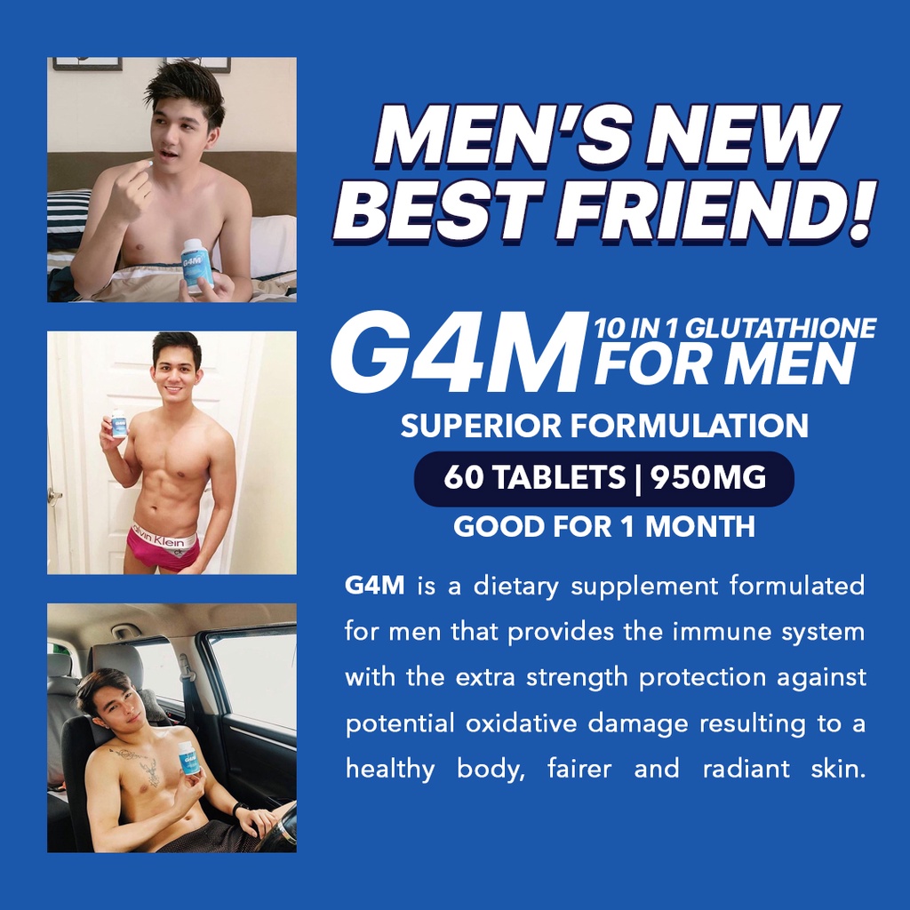 g4m glutathione G4M Glutathione for Men with Ginseng, Gingko Biloba - 10in1 60 tablets