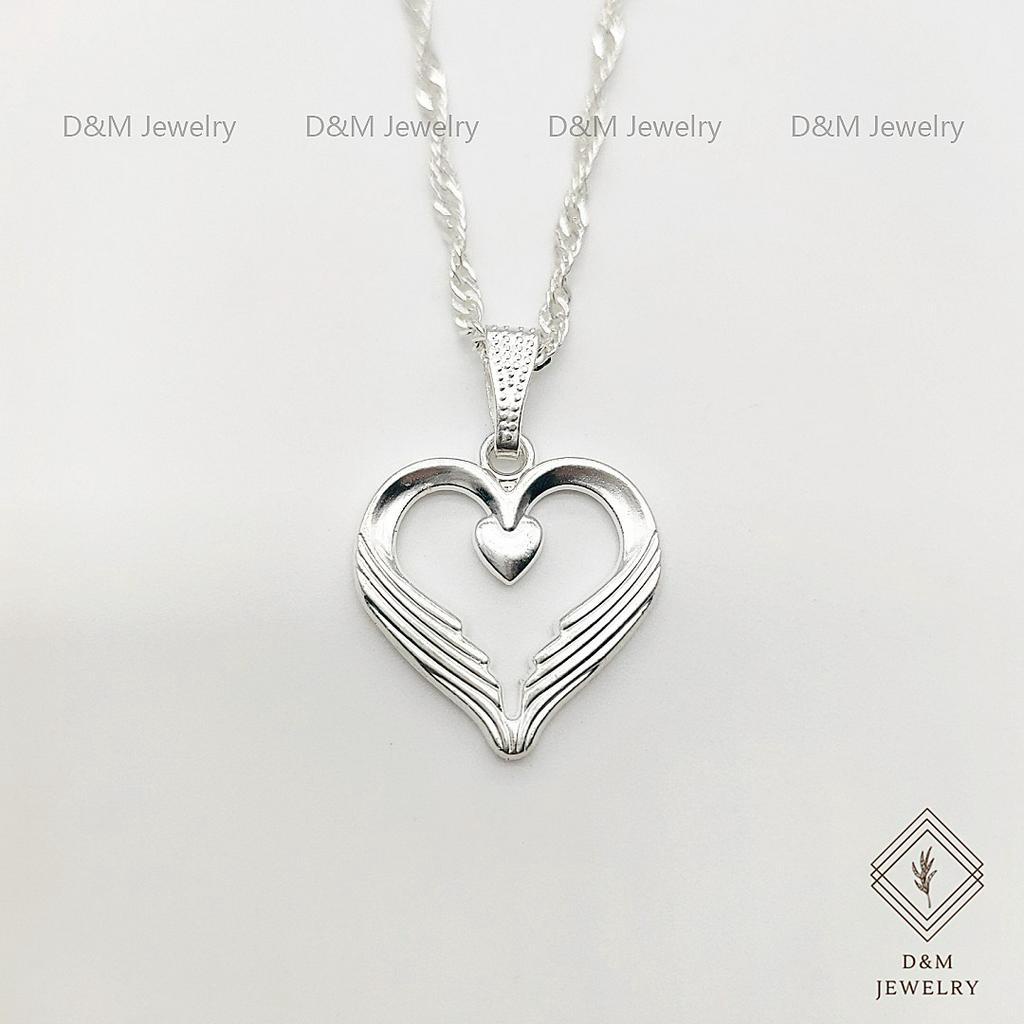 D&M Jewelry 925 Italy Silver Plated necklace with Heart Pendant ...