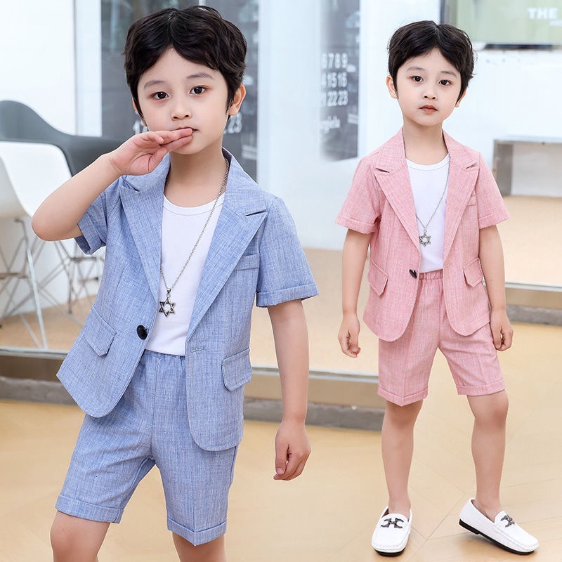 Children s Suits Boys Small Dress Formal Wear Trousers Clothing Host Catwalk Casual Short Sleeved Suit outfit for kids boy Shopee Philippines