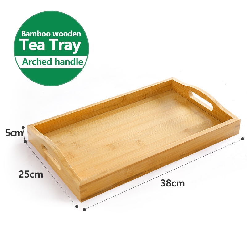 Natural Bamboo And Wood Tea Set Tray Kitchen Food Tray Dulang Air ...