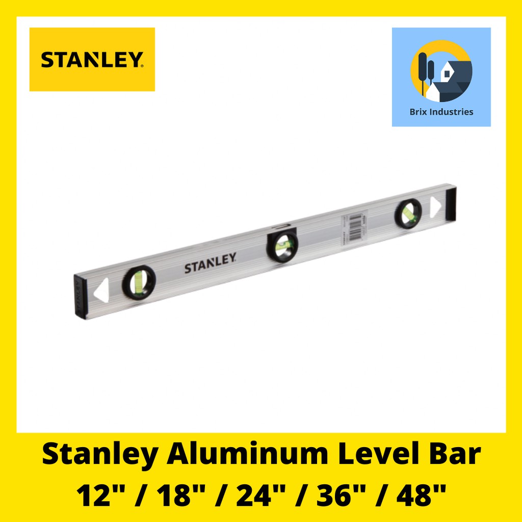 Stanley Aluminum Level Bar 12", 18", 24", 36", 48" Thrifty Levels