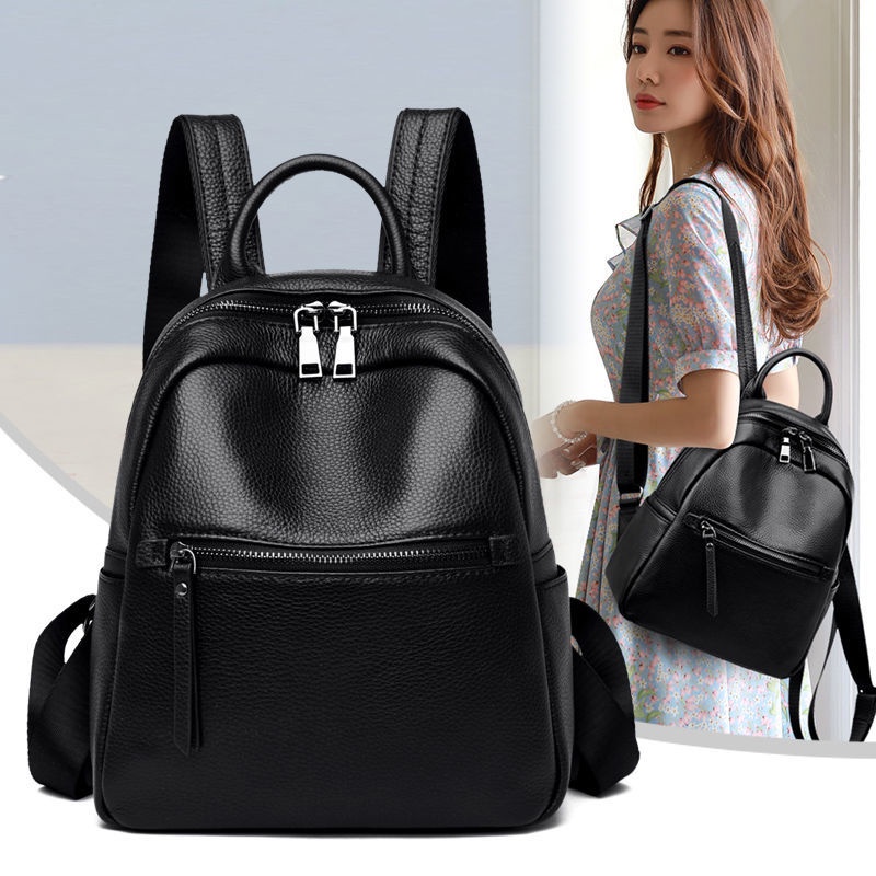 [INBO] Backpacks Versatile Leather Texture School Bags Fashion Korean