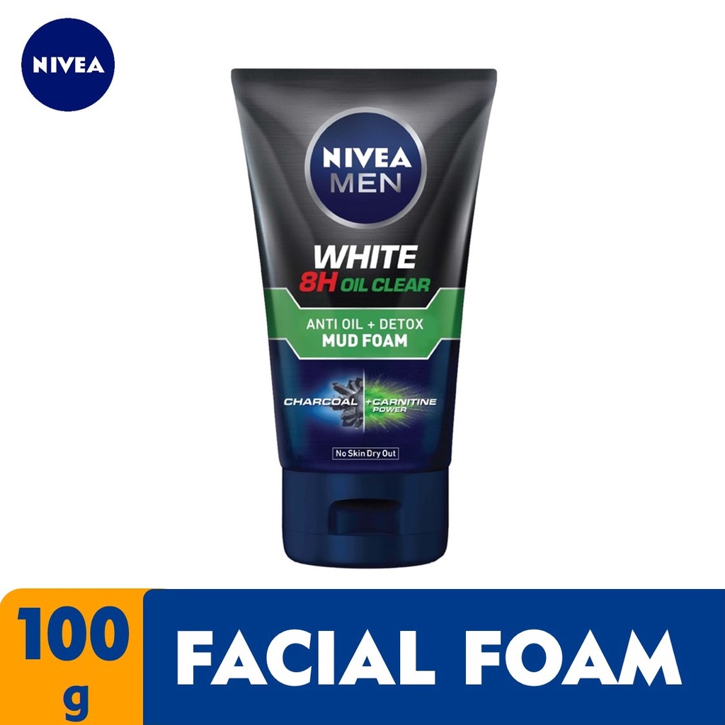 Nivea Men Bright Oil Clear Detox Mud Foam Charcoal Mint Crystal 100g ...