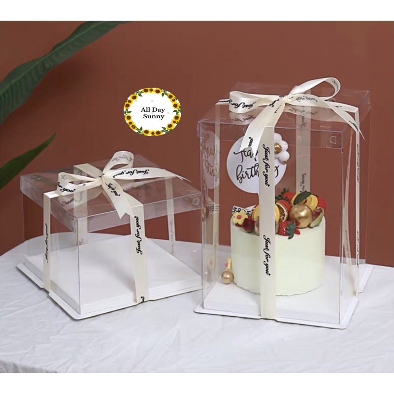 Transparent Square Clear Acetate Cake Box Ribbon is Not Included ...