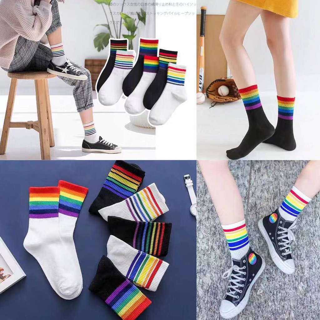 panda fashion new style good quality 100 cotton Korean Socks cute Rainbow Socks Iconic Socks Shopee Philippines