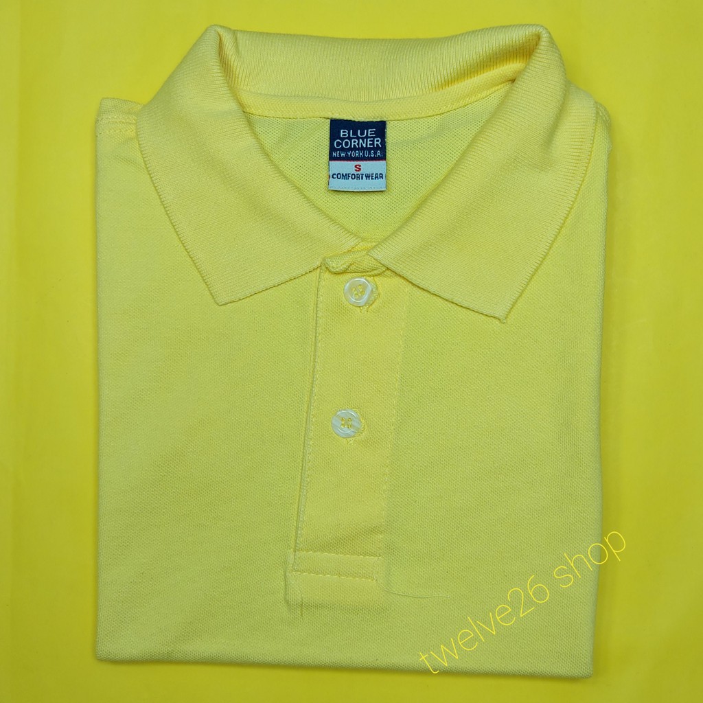 Blue Corner PoloShirt Comfort Men Unisex Plain Canary Yellow Gold Maize ...