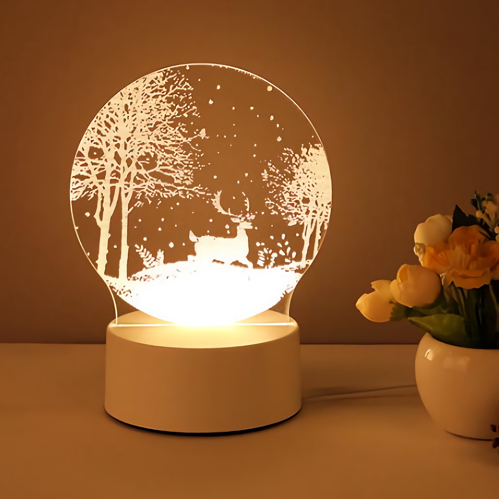 3D Lamp Acrylic USB LED Night Lights Neon Sign Lamp Xmas Christmas ...