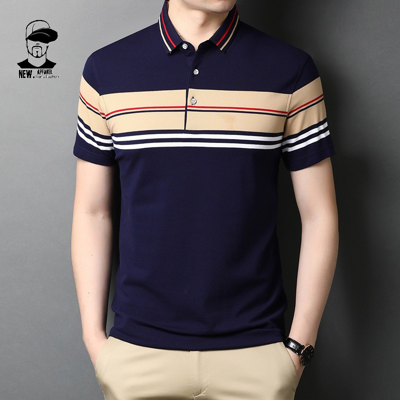 NP Men's Polo Shirt Stand Collar Slim Fit Short Sleeve Polo | Shopee ...