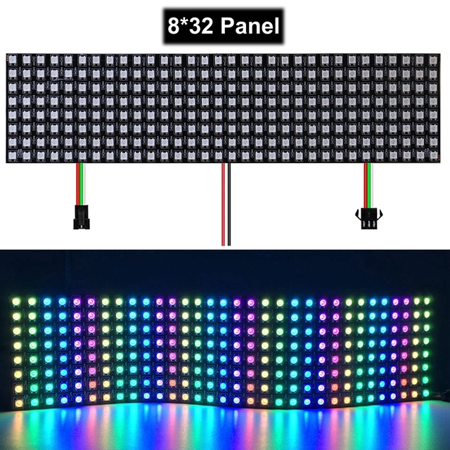 WS2812 LED Digital Panel – 5V, 8x8 16x16 8x32 Options, Individually Addressable RGB Pixels
