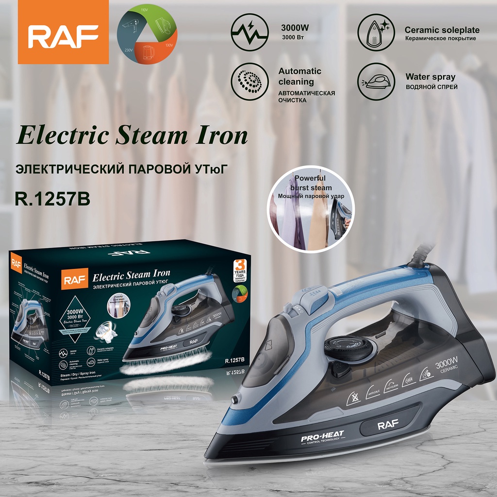 steam iron BLACK+DECKER Easy steam compact iron, IR40V, blue 26.4 x 14. ...