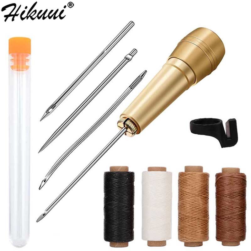 Leather Sewing Kit – Waxed Thread, Stitching Needles, Awl – DIY Repair Tool Set