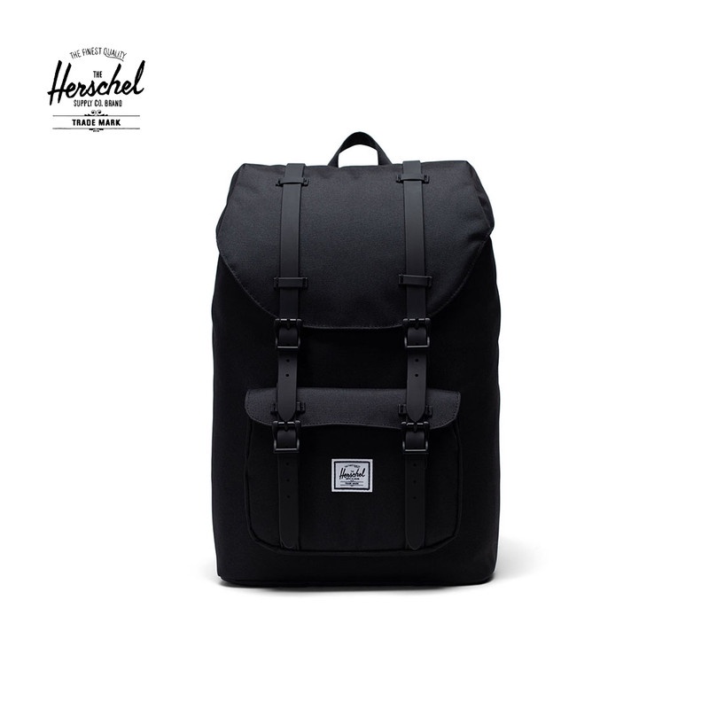 Herschel Little America Mid-Volume Black/Black Rubber Backpack | Shopee ...