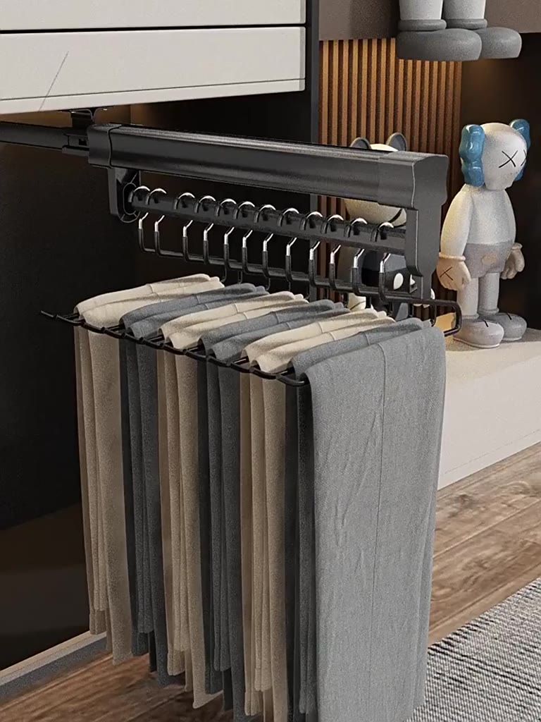 Multifunctional Pull-out Pant Rack Retractable Slide Rail Storage ...