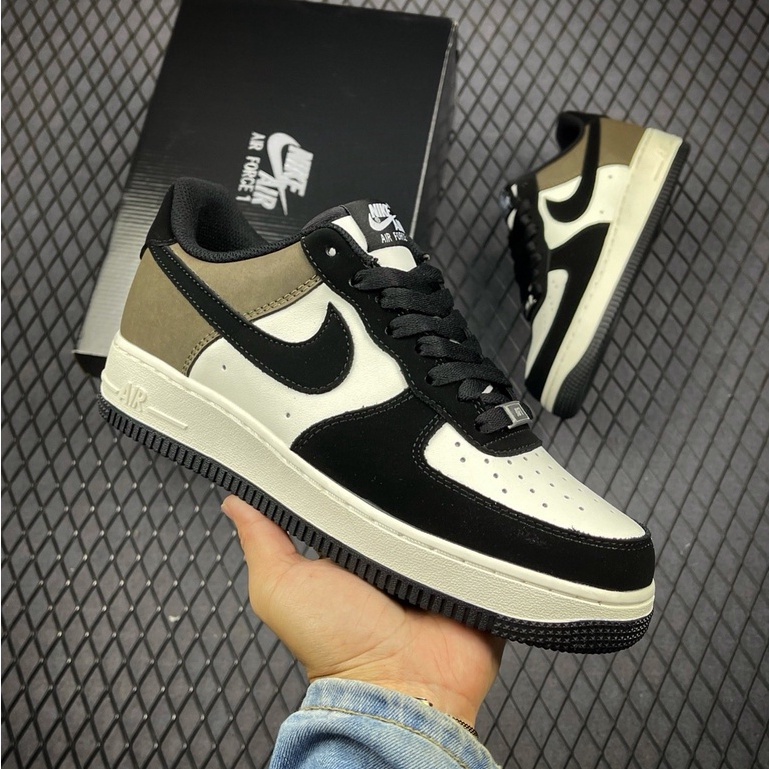 Nike air force 1 hotsell black white and brown